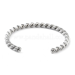 変色しない304ステンレススチール製女性用カフバングル  ツイスト  ステンレス鋼色  1/8インチ（0.45cm）  内径：2-1/4インチ（5.6cm）&nbsp;BJEW-M310-01P