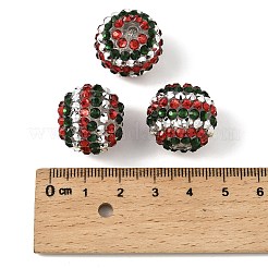 クリスマステーマの樹脂ラインストーンラウンドビーズ  内部のアクリルビーズで  グリーン  20mm  穴：2~2.5mm&nbsp;RESI-S313-18x20-09