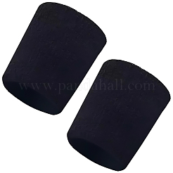 ポリエステル製スポーツリストバンド8個  手首用汗止めバンド  ブラック  80x80x12mm  内径：40mm&nbsp;AJEW-CN0004-72