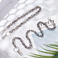 2Pcs 2 Style Zinc Alloy Skull Link Chain Waist Belt&nbsp;AJEW-AR0001-75