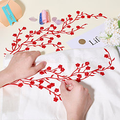梅の花形アップリケ  刺繍糸 ホットメルト接着剤 毛布 布パッチに縫い付ける  マスクと衣装のアクセサリー  レッド  460x145x1mm&nbsp;PATC-WH0007-11E