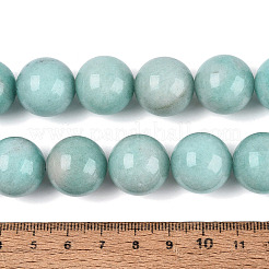 染め加工天然石ホワイトジェイドビーズ連売り  スムーズなラウンド  淡いターコイズ  18mm  穴：0.6~0.9mm  約20個/連  13.98~14.17インチ（35.5~36cm）&nbsp;G-Q606-69A