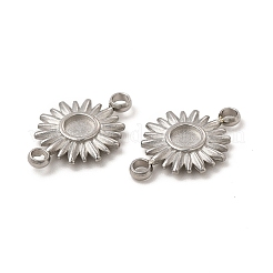 変色しない304ステンレススチール製カボションコネクタセッティング  太陽  ステンレス鋼色  トレイ：3mm  14x9x1.5mm  穴：1.6mm&nbsp;STAS-C070-03P