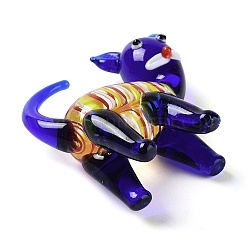 3D犬手作りランプワークディスプレイ装飾  家の装飾のための  ブルー  49x29x47mm&nbsp;DJEW-C012-11