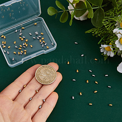 80個2色304ステンレススチールビーズ  オーバル  本金メッキ&ステンレススチールカラー  3.5x2x2mm  穴：1mm  40個/カラー&nbsp;STAS-DC0017-53