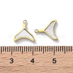 イオンプレーティング（IP）304ステンレススチールチャーム  パヴェシェル付き  18KGP本金メッキ  魚尾  11x10x2mm  穴：1.2mm&nbsp;STAS-Z099-02G-02