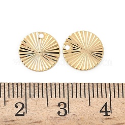 真鍮製チャーム  ニッケルフリー  18KGP本金メッキ  テクスチャ  フラットラウンド  10x0.5mm  穴：1.2mm&nbsp;KK-Z136-79G-01