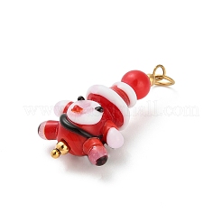 クリスマス手作りランプワークペンダント  304ステンレス鋼  サンタクロース  34x19x12.5mm  穴：4.5mm&nbsp;LS-STAS-C147-03A