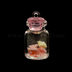 蓄光プラスチックペンダント  内部にポリマークレイ  ボトルチャーム  ピンク  28.5x14.5mm  穴：1.8mm&nbsp;KY-WH0048-14E