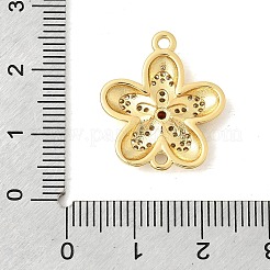 Brass Micro Pave Clear and Red Cubic Zirconia Flower Connector Charms&nbsp;KK-A296-08B-G