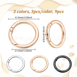 9Pcs 3 Colors Alloy Spring Gate Rings&nbsp;FIND-NB0006-25C