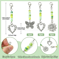 Glass Beaded & Alloy Pendant Decorations&nbsp;HJEW-YW00004