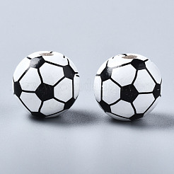 Painted Natural Wood European Beads&nbsp;WOOD-S057-050