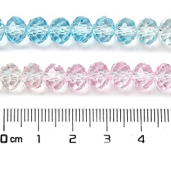 透明塗装ガラスビーズ連売り  多面カット  ロンデル  カラフル  6x5mm  穴：1mm  約80~85個/連  38~40cm&nbsp;DGLA-A034-T6mm-A21