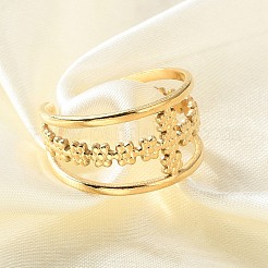 Cross 304 Stainless Steel Open Cuff Rings&nbsp;RJEW-S623-02G