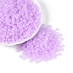 透明ガラスシードビーズ  ドーナツ  模造ゼリー  蘭  4.5x2.5mm  穴：1mm  約7031個/ポンド&nbsp;SEED-Q041-01F