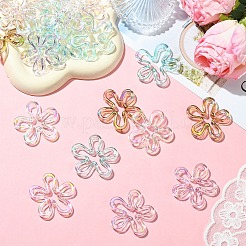 30色メッキUVアクリルビーズ5個  虹色の  花  ミックスカラー  43x43x6.5mm  穴：1.8mm  6個/カラー&nbsp;TACR-YW0003-24