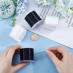2 ロール 2 色の平らな弾性クリスタルストリング  弾性ビーズ糸  ストレッチブレスレット作り用  染め  ミックスカラー  0.8mm  約65.61ヤード（60m）/ロール  1ロール/色&nbsp;EW-SC0001-04
