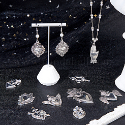 20pcs10スタイルチベットスタイルアロイペンダント  傷ついた心  アンティークシルバー  35~58.5x16~42x2.5~4mm  穴：1.6~2.1mm  2個/スタイル&nbsp;TIBE-DC0001-24