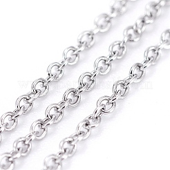 変色しにくい304ステンレススチールアズキチェーン  ハンダ付け  オーバル  ステンレス鋼色  1.5x1.2x0.3mm&nbsp;CHS-F006-02A-P
