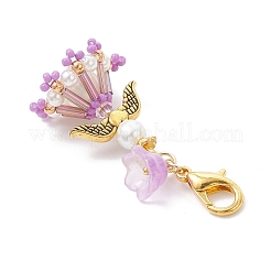 Handmade Glass Seed Beaded Angel Pendant Decorations&nbsp;HJEW-MZ00381-02