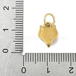304ステンレススチールチャーム  丸カン付き  ゴールドカラー  キツネ  11.5x8.5x4mm  穴：4.3mm&nbsp;STAS-P391-01B-G