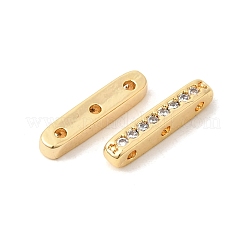 真鍮マイクロパヴェクリアキュービックジルコニアスペーサーバー  3穴  長方形  18KGP本金メッキ  12x2.5x2mm  穴：0.8mm&nbsp;KK-Z149-01G