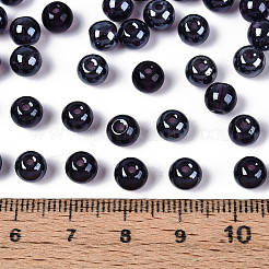 透明ガラスシードビーズ  窓ガラススタイル  ラウンド  インディゴ  6mm  穴：1.2mm  約1500個/ポンド&nbsp;SEED-N007-33B-16
