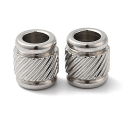 変色しない202ステンレススチールヨーロピアンビーズ  大穴ビーズ  コラム  ステンレス鋼色  8x7mm  穴：4mm&nbsp;STAS-A081-04P