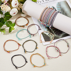40Pcs 20 Colors Adjustable Cotton Cord Bracelets Braided for Men Women&nbsp;BJEW-DC0001-26
