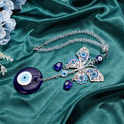 Blue Evil Eye with Butterfly Car Hanging Decoration Ornament&nbsp;HJEW-WH0043-34
