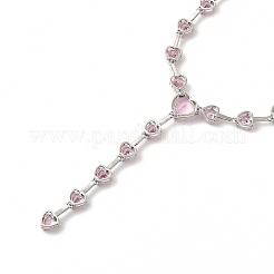 Cubic Zirconia Heart Link Chain Lariat Necklace&nbsp;NJEW-E074-07