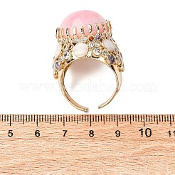 Half Round Natural Gemstone Cubic Zirconia Cuff Rings&nbsp;RJEW-M076-01G