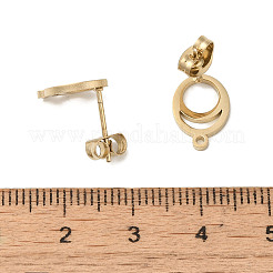イオンプレーティング（IP）304ステンレススチールスタッドピアス金具  オーバル  ゴールドカラー  12x8.5mm  穴：1.2mm  ピン：11x0.7mm&nbsp;STAS-I206-04G