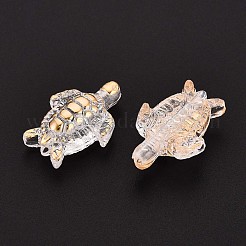 透明な腹筋プラスチック ビーズ  カメ  ゴールドライン入り  半分メッキ  透明  19~20x13.5~14x7mm  穴：1.6~1.8mm  約757個/500g&nbsp;TACR-T029-80A
