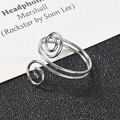 304ステンレススチールラウンドラップオープンカフリング女性用男性用  ステンレス鋼色  内径：17mm&nbsp;RJEW-Z071-02B-P