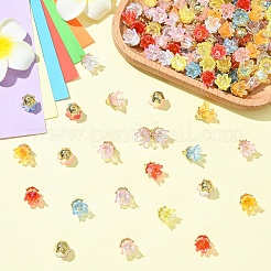 アクリルフラワーチャーム20個  合金のパーツと  レッドオレンジ  12.2x11.1mm&nbsp;TACR-YW0003-18A