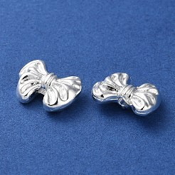 合金ビーズ  長持ちメッキ  蝶結び  銀  9.5x13x4.5mm  穴：1.4mm&nbsp;PALLOY-F309-03S