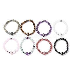 Natural Mixed Gemstone Beaded Stretch Bracelet for Women&nbsp;BJEW-A145-01