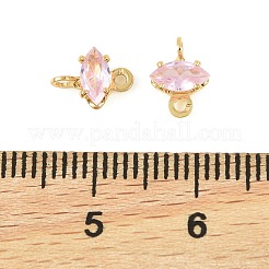 Brass Pave Cubic Zirconia Horse Eye Connector Charms&nbsp;KK-P347-03G-01