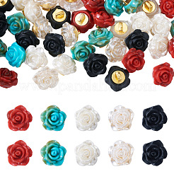 40色5穴プラスチックボタン1個  花  ミックスカラー  12x8.5mm  穴：3x2mm  8個/カラー&nbsp;FIND-TA0008-23