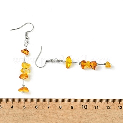 Natural Amber Chip Beaded Dangle Earrings&nbsp;EJEW-JE07092
