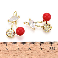 Brass Micro Pave Cubic Zirconia Pendants&nbsp;KK-N265-05G