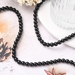 合成ブラックストーンビーズ連売り  染め  ラウンド  ブラック  6mm  穴：0.8mm  約62個/連  14.5~15インチ&nbsp;GSR6mmC044