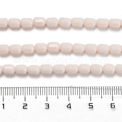 オペークガラスビーズ連売り  ファセットバレル  フローラルホワイト  5~6x4mm  穴：1mm  約78~81個/連  15.94''~18.82''（40.5~47.8センチメートル）&nbsp;GLAA-G112-04P