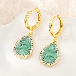 Brass Micro Pave Cubic Zirconia Hoop Dangle Earrings&nbsp;KK-CBA8324-11G-04