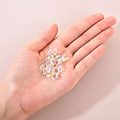 20個の透明スプレー塗装ガラスチャーム  ABカラーメッキ  ティアドロップ  ライトグレー  9x6x6mm  穴：1mm&nbsp;GLAA-YW0001-03A