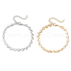 2Pcs 2 Colors 304 Stainless Steel Heart Link Chain Bracelets for Women&nbsp;BJEW-JB13368