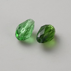 30個の透明なガラスビーズ  ティアドロップ  ファセット（32ファセット）  ミディアムシーグリーン  12x8mm  穴：1.6mm  30個/セット&nbsp;GLAA-WH0039-50A-01