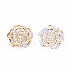 透明なアクリルパーツ  黄金メッキ  花  ゴールド  18.5x19x7mm  穴：1.6mm  約470個/500g&nbsp;TACR-N014-010